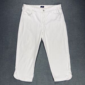 NYDJ Crop Jeans Womens 12 White Straight Leg High Waisted Casual Chic Minimalist